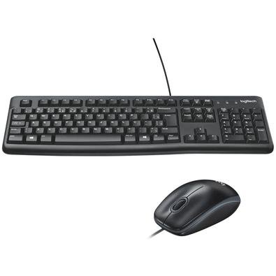 Kit com Teclado e Mouse Logitech MK120, Resistente à Água, 1000 DPI, ABNT 2, Preto