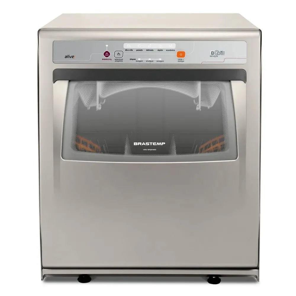 Imagem 1 de 4 do produto Lava-louças Brastemp Ative, 8 Serviços, Cor Prata, 110v - Blf08asana