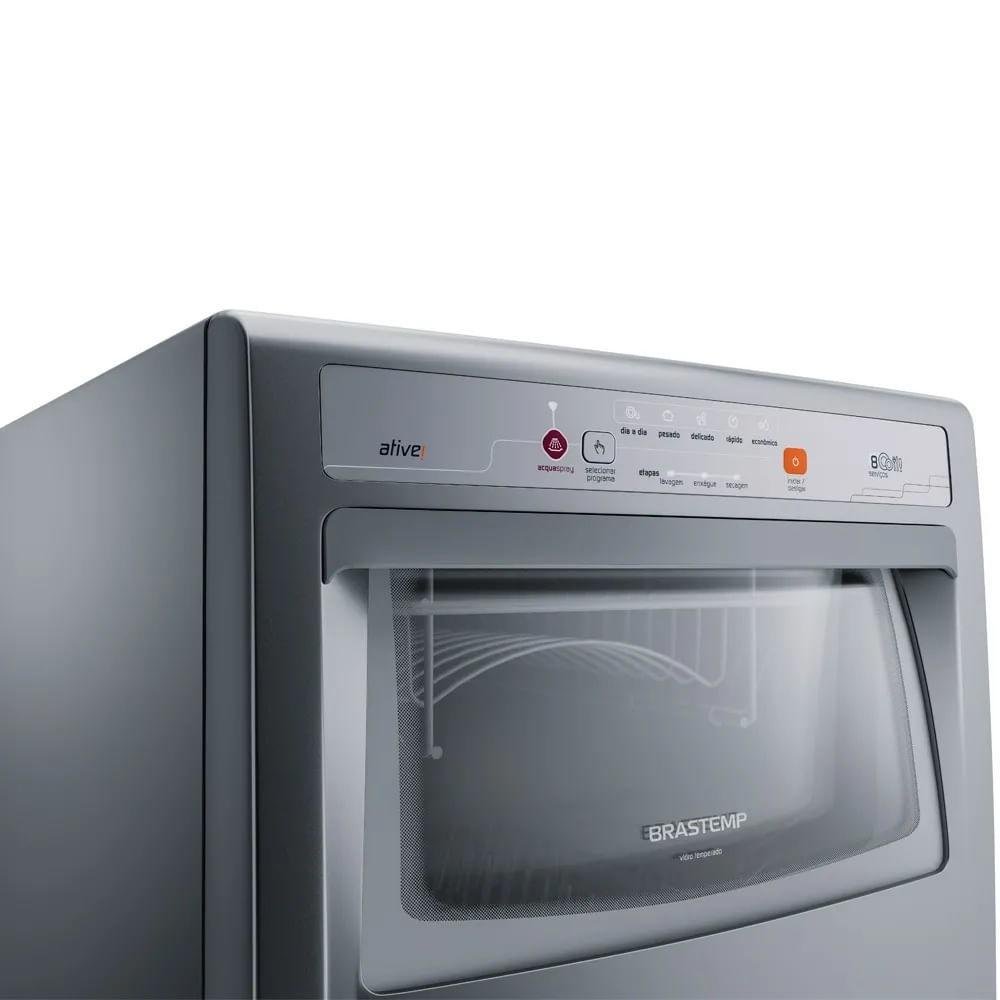 Imagem 4 de 4 do produto Lava-louças Brastemp Ative, 8 Serviços, Cor Prata, 110v - Blf08asana