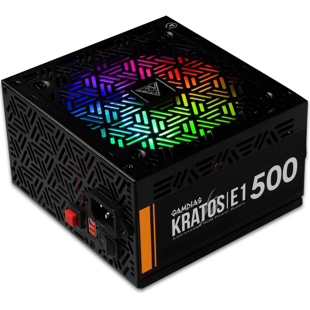 Imagem 4 de 5 do produto Fonte GAMDIAS Kratos E1, 500W, 110/220V Chaveada, LED RGB, Sem Cabo - GD-Z500ZZZ