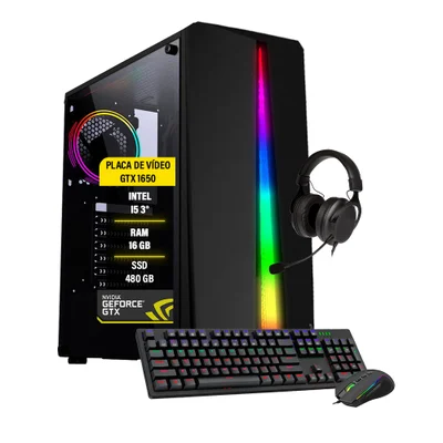 Pc Gamer Darius i5 3a Gen, GTX 1650, 16GB, SSD 480GB