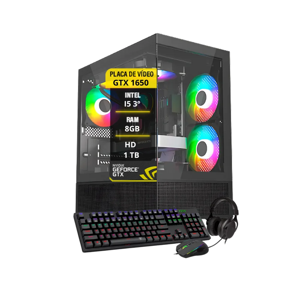 Computador Gamer Maximus i5, GTX 1050 TI 4GB, 8GB, HD 1 TB, SSD 120GB