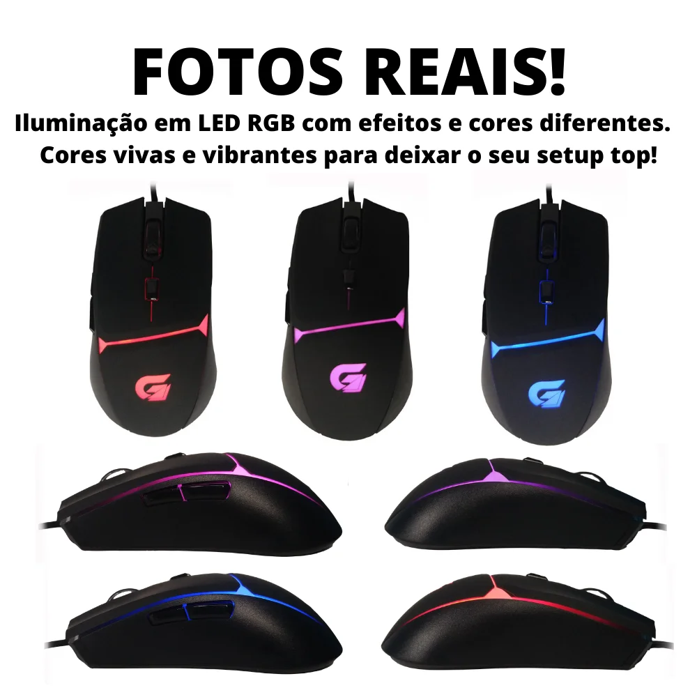 Imagem 2 de 5 do produto Mouse Gamer Fortrek G Crusader, RGB, 6 Botões, 7200DPI - 70526