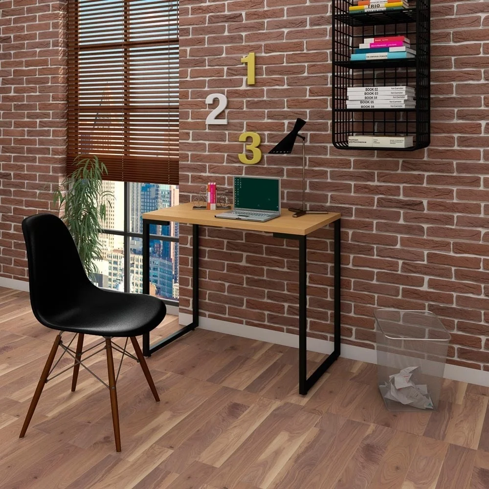 Imagem 2 de 2 do produto Escrivaninha Fit 90cm Natura e Cadeira Charles Mpozenato FT1, Preta