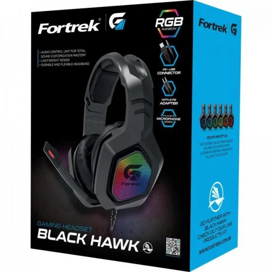 Headset Gamer Fortrek G Black Hawk, RGB, Preto