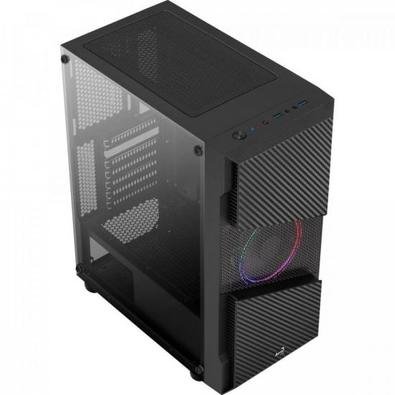 Gabinete de torre central de alto desempenho com um design de painel frontal em malha para maior fluxo de ar e ventilação. O painel frontal estilo fib
