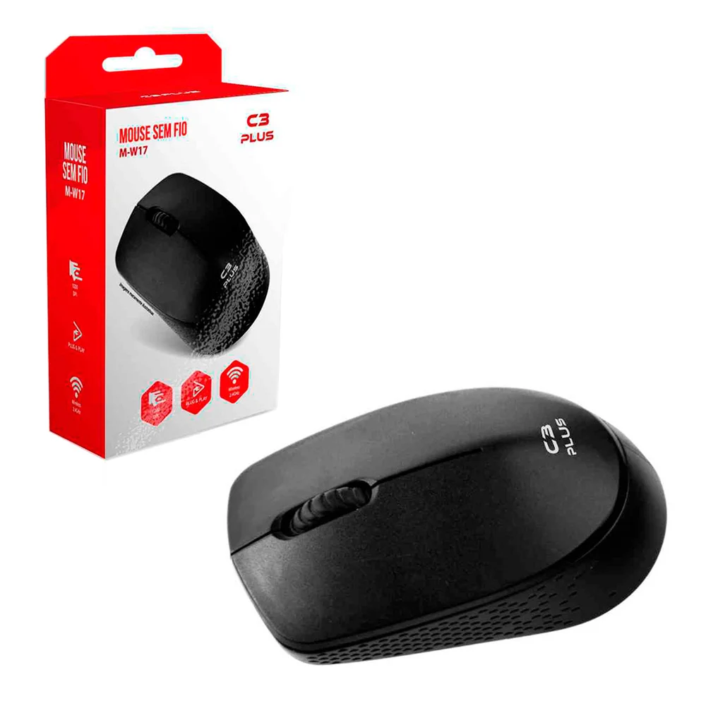 Imagem 2 de 5 do produto Mouse C3Tech, C3Plus, M-W17BK, Wireless, 1000 DPI, Preto