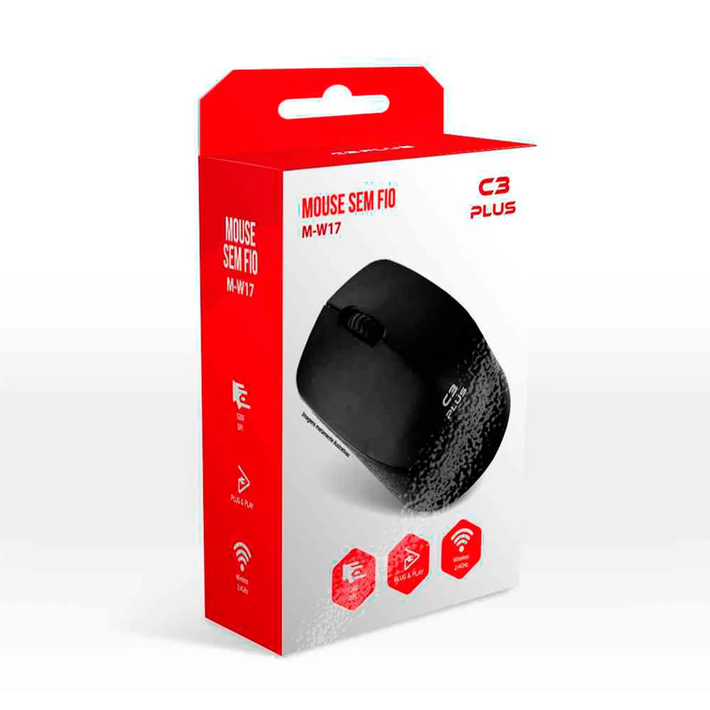 Imagem 3 de 5 do produto Mouse C3Tech, C3Plus, M-W17BK, Wireless, 1000 DPI, Preto
