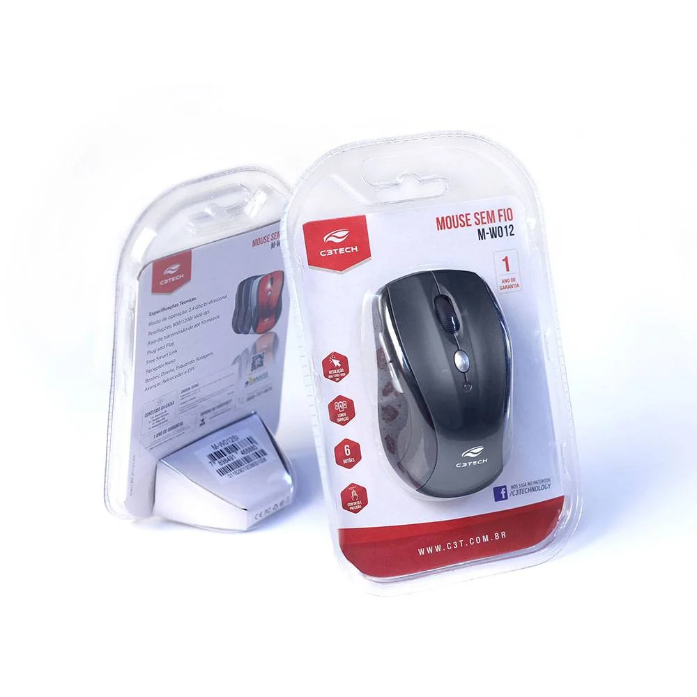 Imagem 3 de 5 do produto Mouse C3Tech, Wireless, RC/Nano, 1600 DPI, Preto - M-W012BK