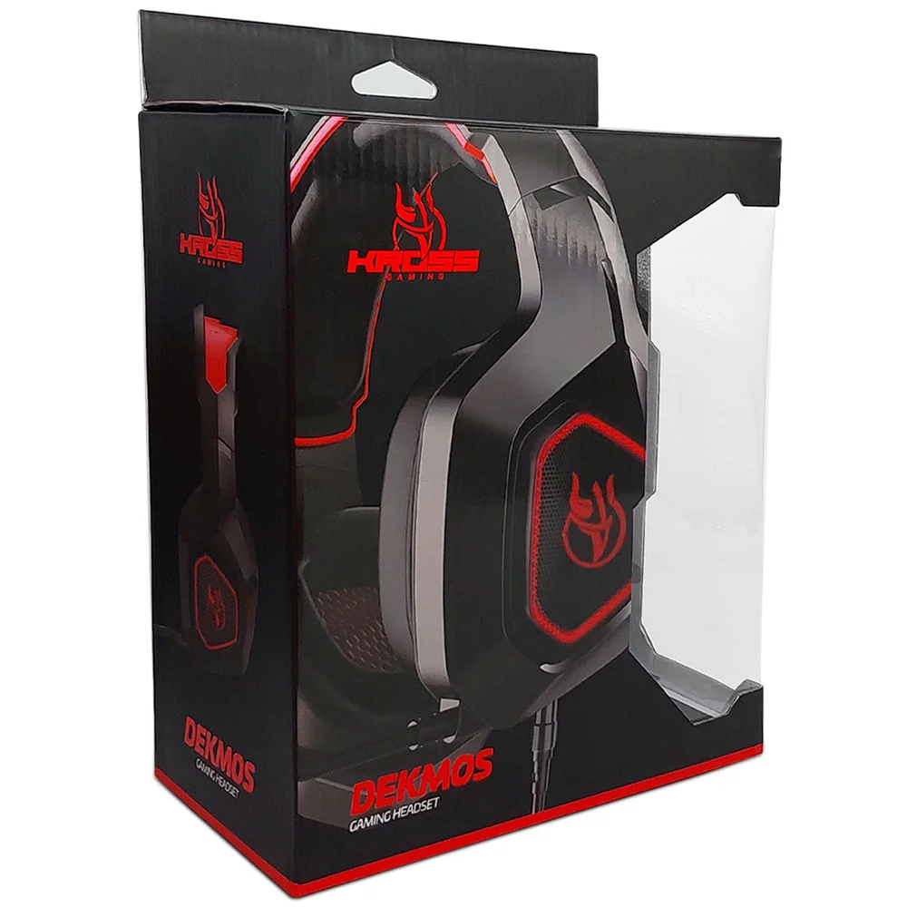 Imagem 2 de 3 do produto Headset Gamer Kross Elegance Dekmos, 50mm, USB, P2, Preto E Vermelho - Ke-hs155