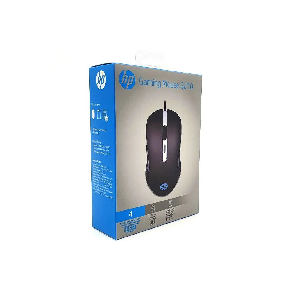 Imagem 2 de 5 do produto Mouse Gamer HP, USB, 2400 DPI, LED, Preto - G210