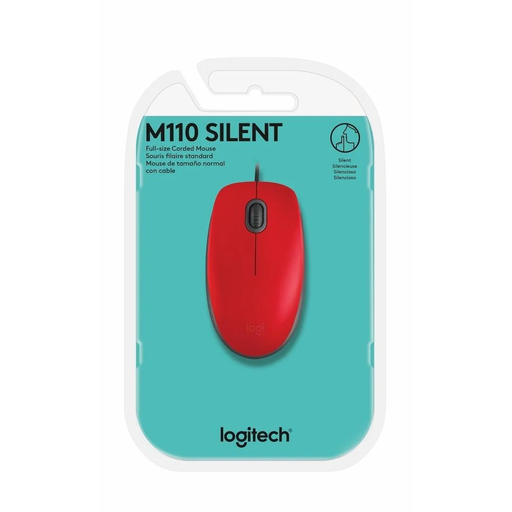 Imagem 2 de 2 do produto Mouse Logitech Silent USB, 1000 DPI, Vermelho - M110
