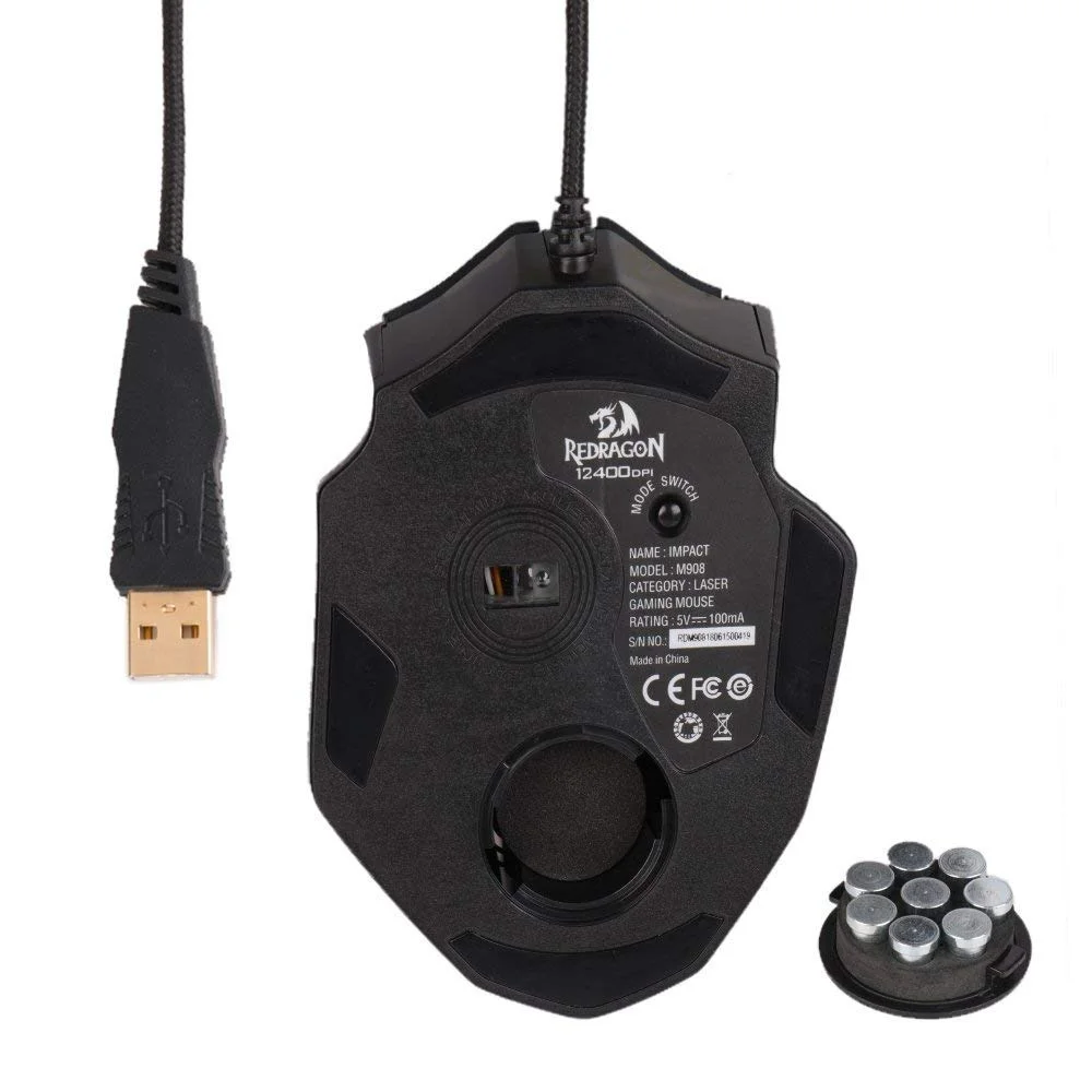 Imagem 2 de 5 do produto Mouse Gamer Redragon Impact Chroma 18 Botões Laterias Sensor PMW3327 12400DPI - M908