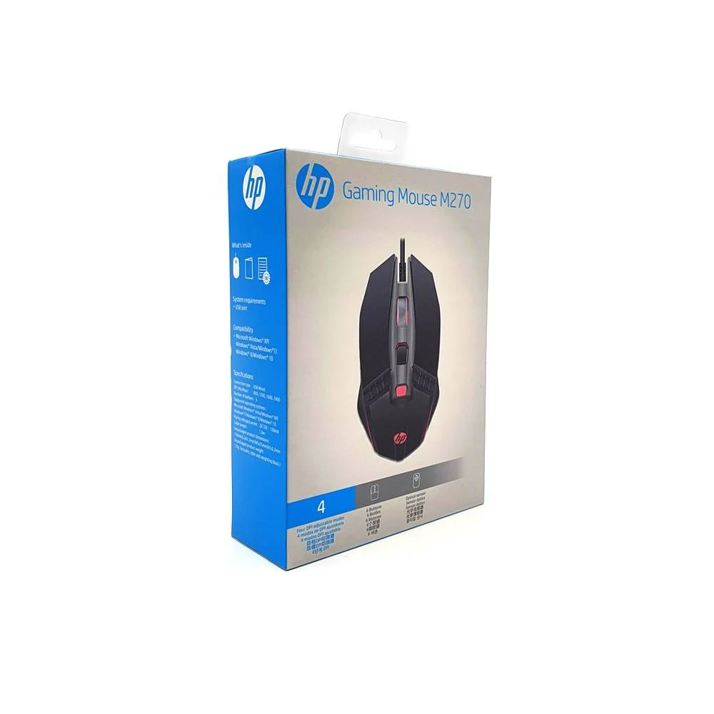Imagem 2 de 5 do produto Mouse Hp Gamer, Usb, M270, 2400dpi, Led, Chumbo