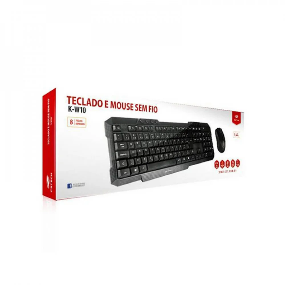 Imagem 5 de 5 do produto Kit C3Tech com Teclado ABNT 2 e Mouse  Wireless USB - K-w10bk