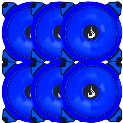 Kit com 6 Cooler Fan Rise Mode Galaxy G1 com Led, 120mm, Azul