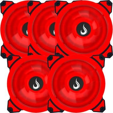 Kit com 5 Cooler Fan Rise Mode Galaxy G1 com Led, 120mm, Vermelho