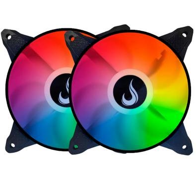 Kit com 2 Cooler Fan Rise Mode Aqua com Led Rgb, 120mm - Rm-mb-03-12v