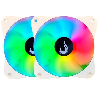 Kit 2x Cooler Fan Rise Mode Led RGB, 120mm, Branco - Rm-mb-02-12