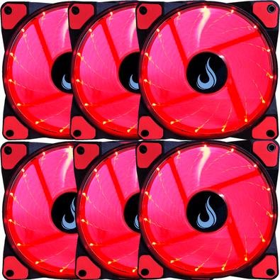 Kit com 6 Cooler Fan Rise Mode 120mm, Led Vermelho - Rm-wn-01-br