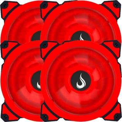 Kit com 4 Cooler Fan Rise Mode Galaxy G1 Led, 120mm, Vermelho