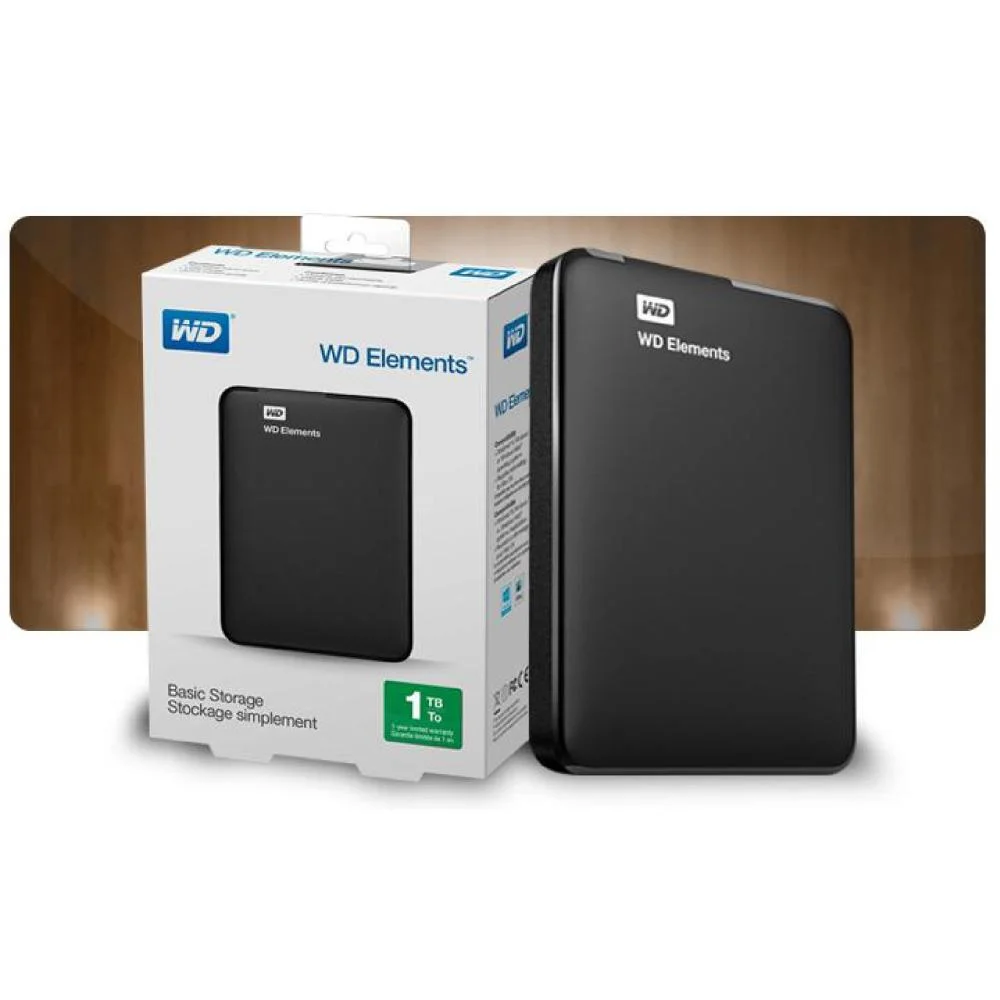 外付けハードディスク・ドライブ WD Elements Portable 1TB externo Western Digital WD Elements Portable WDBUZG0010BBK 1TB