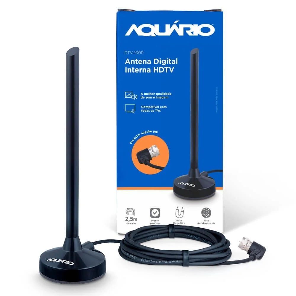 Imagem 3 de 5 do produto Antena Digital Aquário HDTV Cabo, Com Conector F MA - DTV-100P