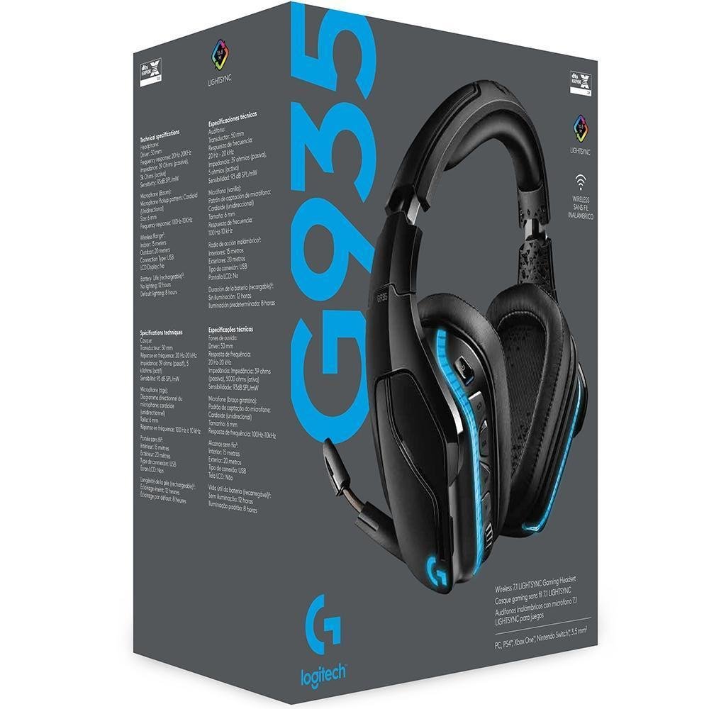 Headset Gamer Logitech G935, Sem Fio, Rgb, Som Surround 7.1, Drivers Pro-g  De 50mm - 981-000742 | KaBuM!