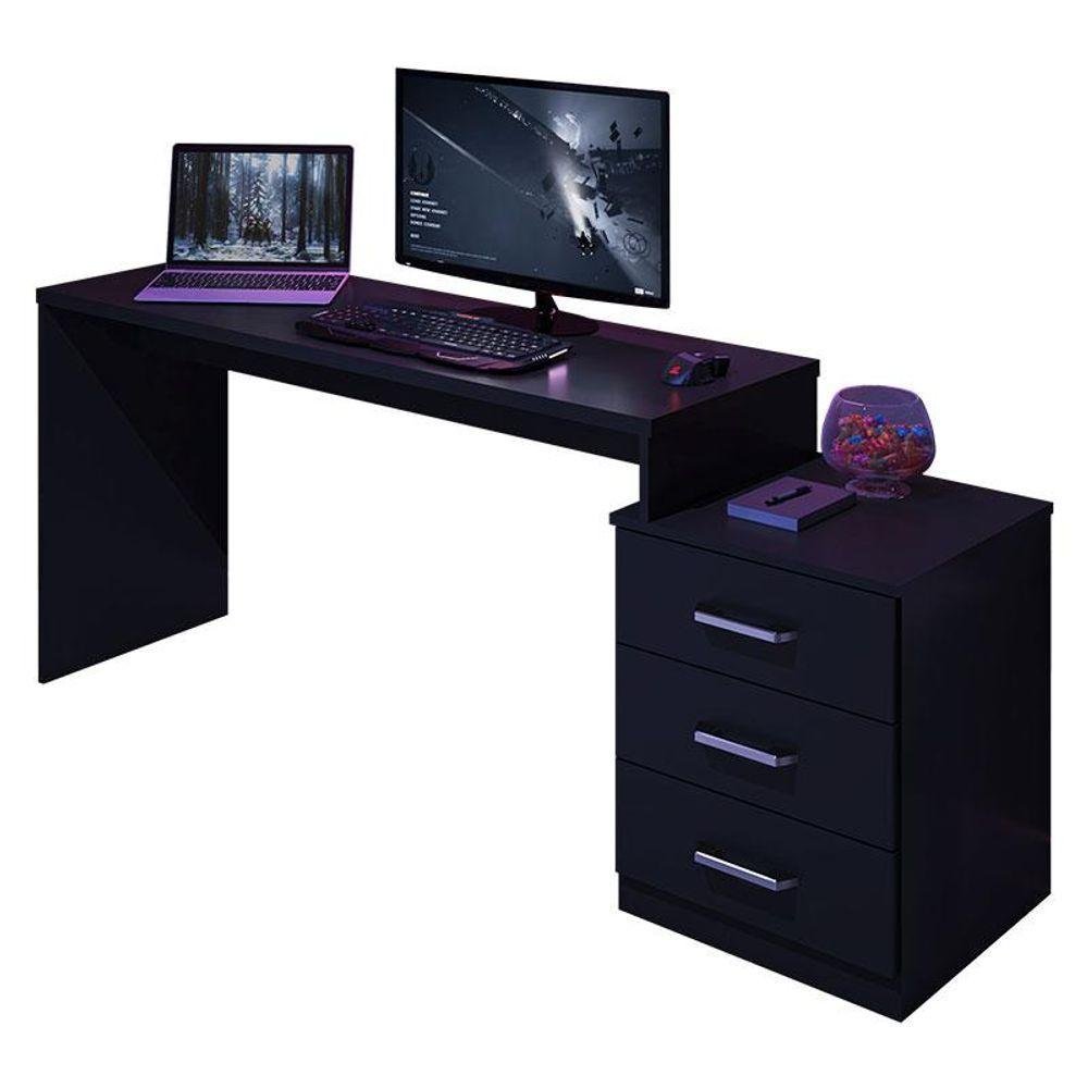Mesa Para Computador Gamer Móveis Leão, Drx 5000, Preto, Trama