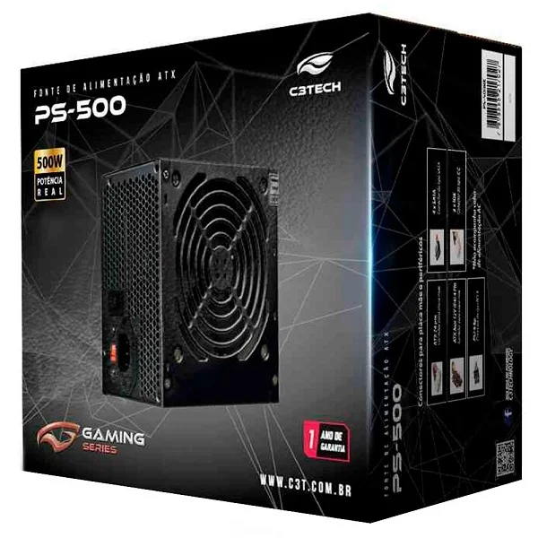 Imagem 2 de 5 do produto Fonte C3Tech, 500W, PS-500BK