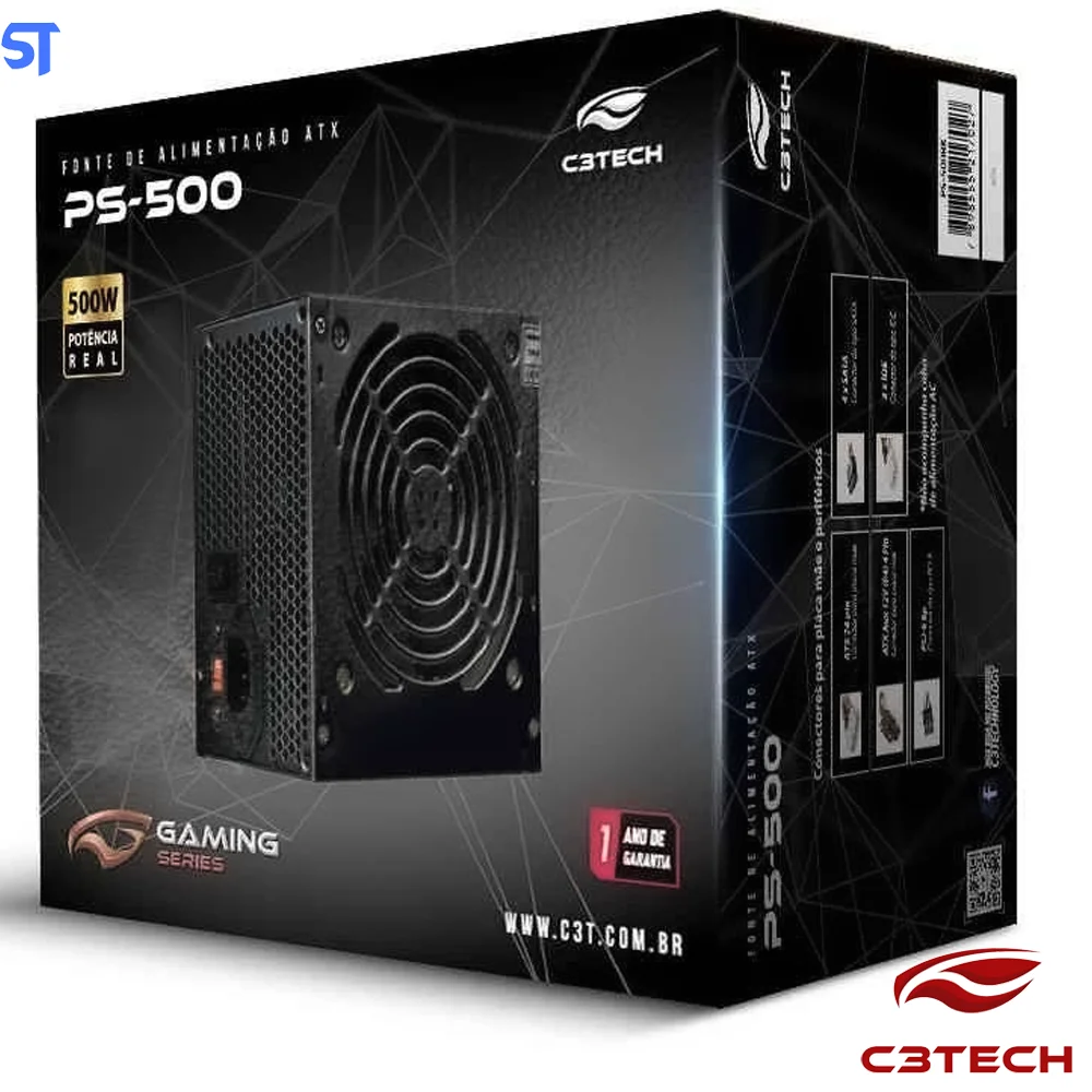 Imagem 5 de 5 do produto Fonte C3Tech, 500W, PS-500BK