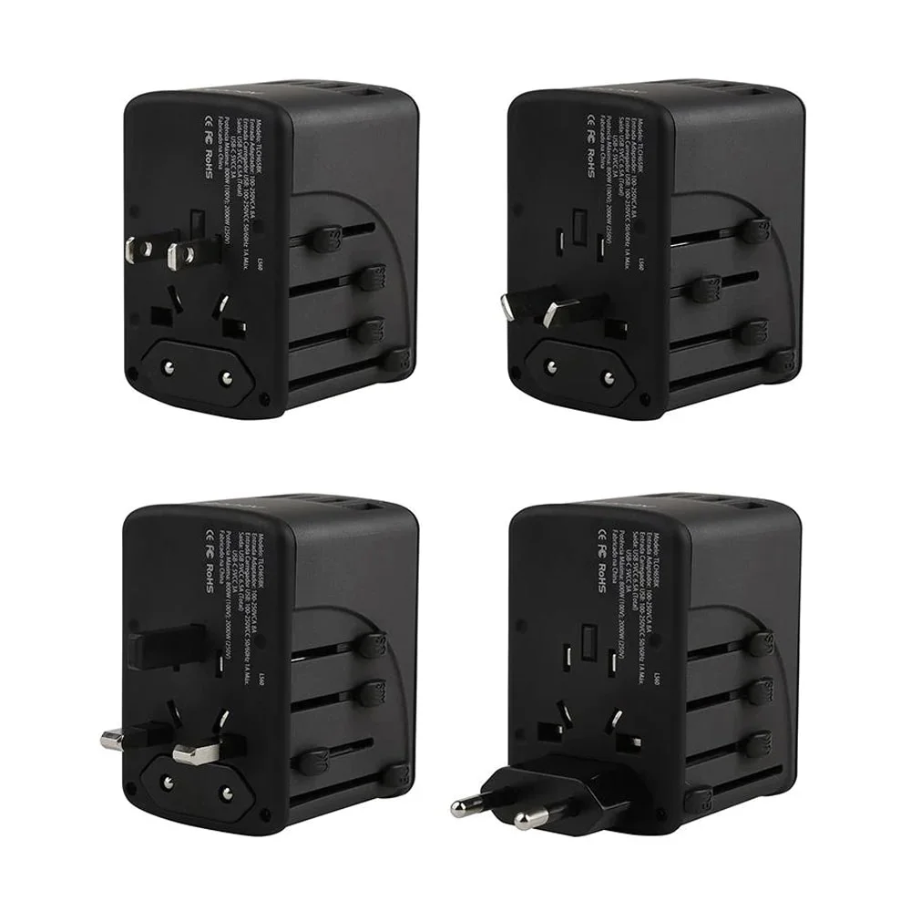 Imagem 2 de 3 do produto Carregador Universal Com Adaptadores De Viagem USB, USB-C, Preto, Geonav - TLCH65BK