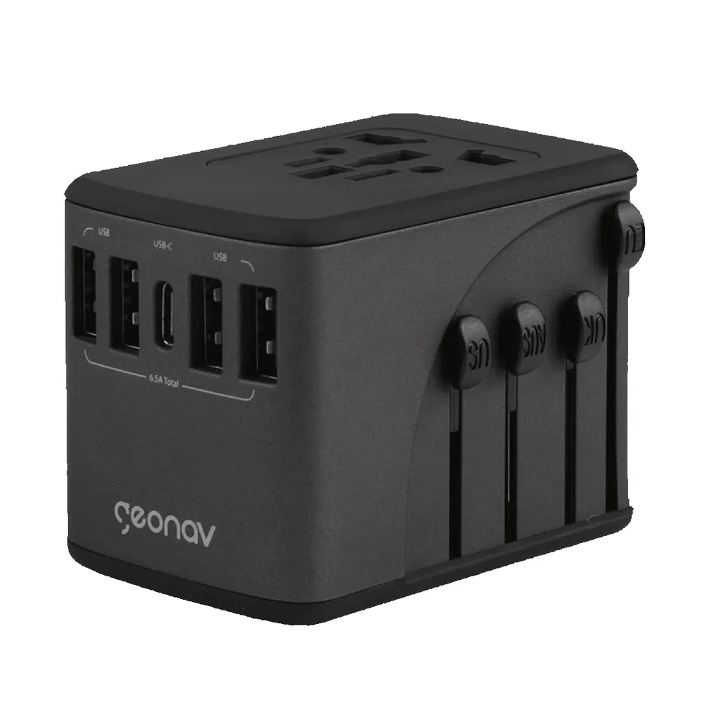 Imagem 3 de 3 do produto Carregador Universal Com Adaptadores De Viagem USB, USB-C, Preto, Geonav - TLCH65BK