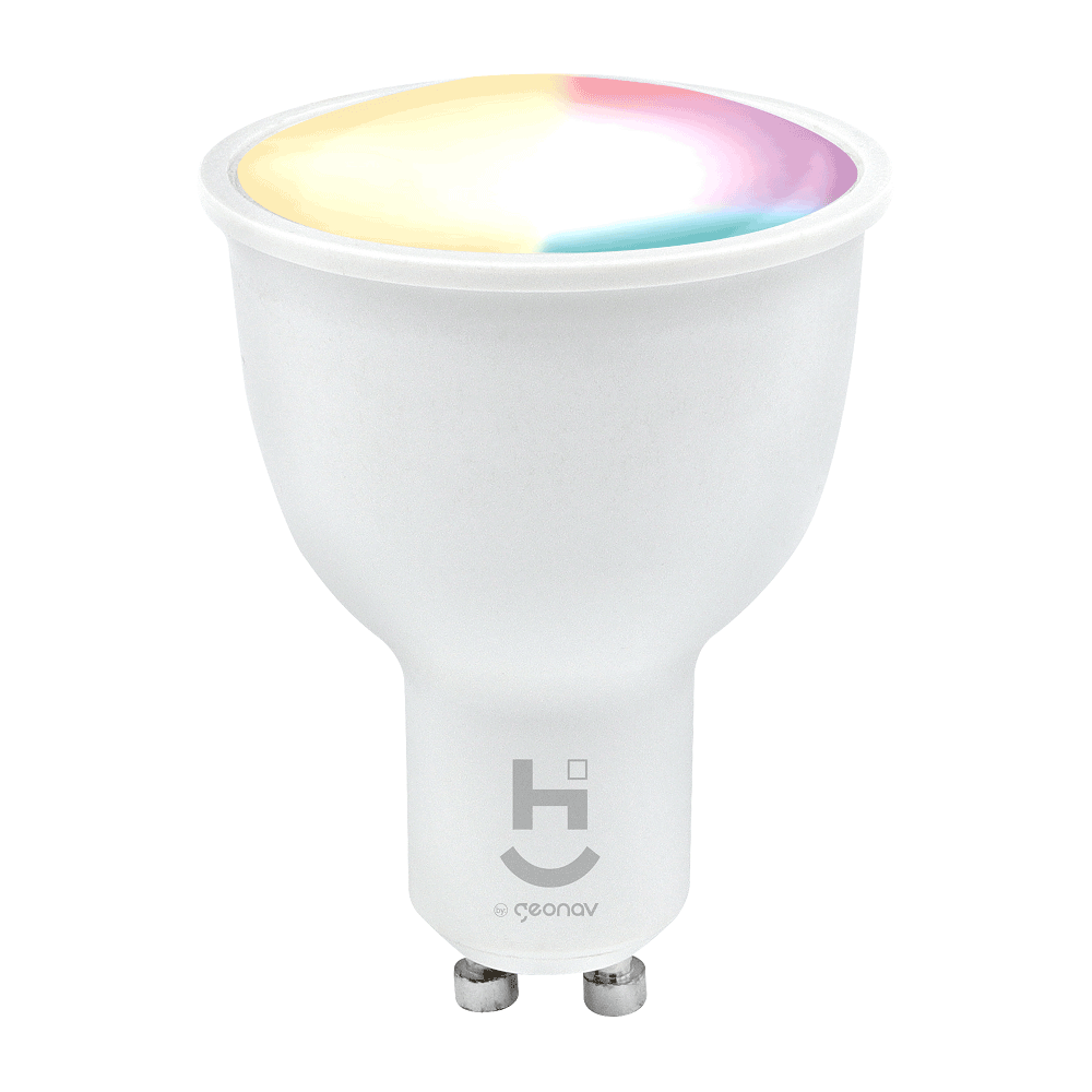 Lâmpada LED Inteligente RGB, +W 2700-6500K, Soquete GU10, WI-FI, Bluetooth - Hi Geonav