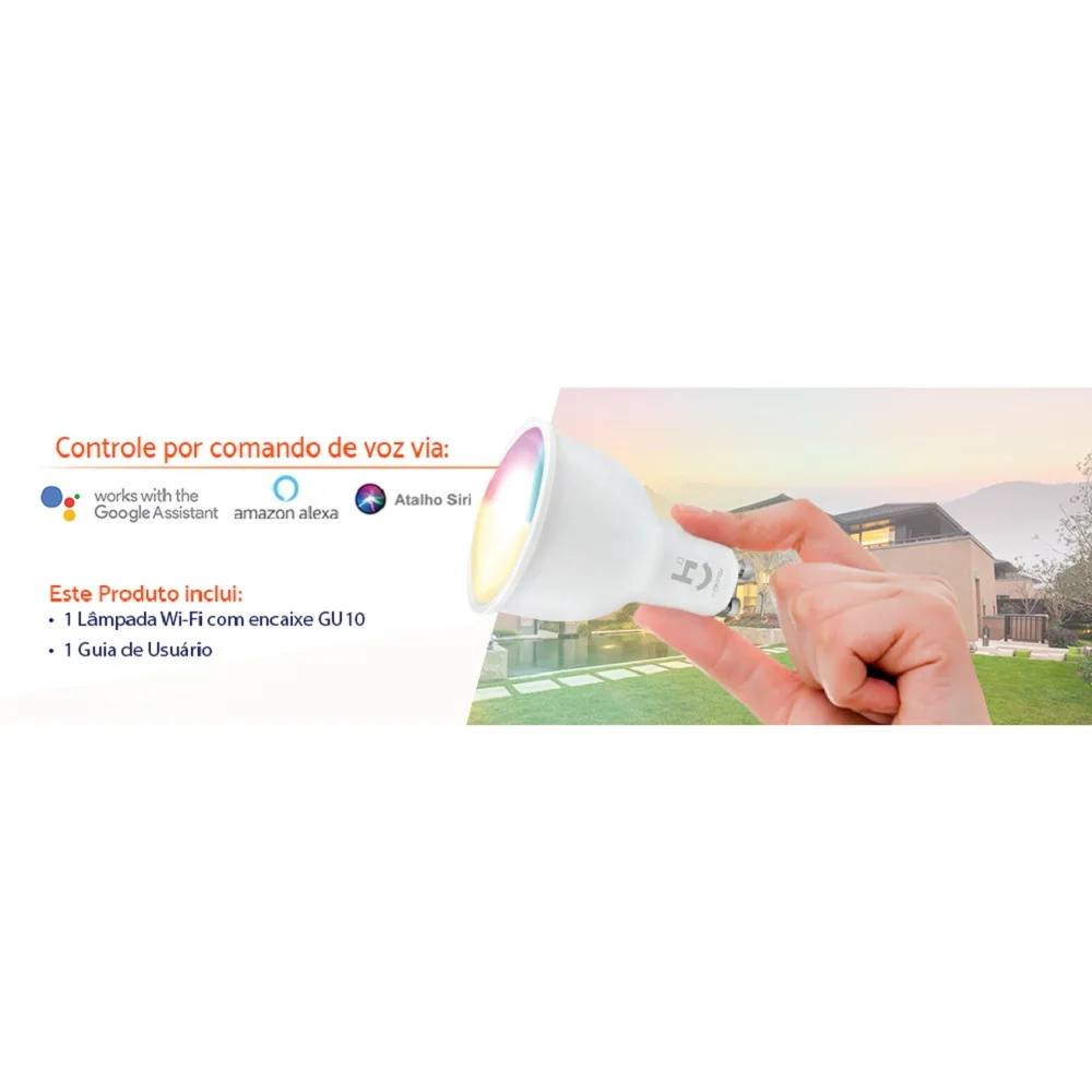 Lâmpada LED Inteligente RGB, +W 2700-6500K, Soquete GU10, WI-FI, Bluetooth - Hi Geonav