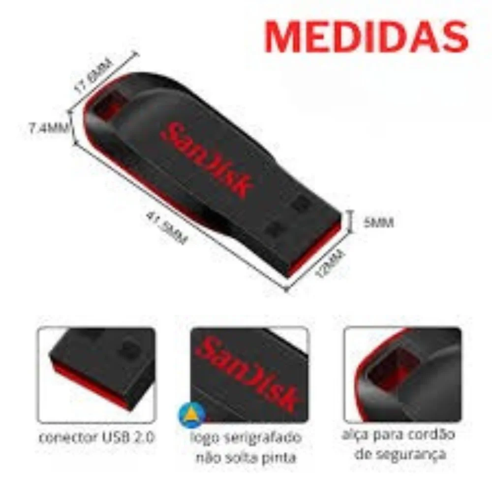 Imagem 5 de 5 do produto Pen Drive Cruzer Blade, Usb 2.0 32GB Sdcz50-032g-b35 - Sandisk.