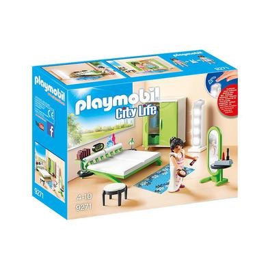 Diversão para pequenos heróis do cotidiano: quarto PLAYMOBIL, conjunto de jogos com 1 mulher, luminária real e muitos acessórios para reprodução detal
