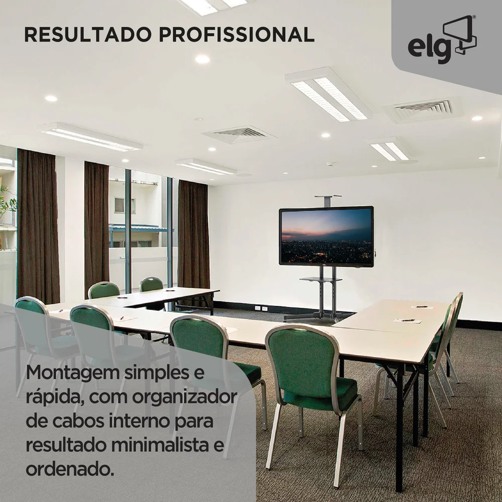 Imagem 4 de 5 do produto Suporte Pedestal Móvel Para Tv, 32" A 75", Suporte Até 50kg, Altura Ajustável, Inclinação, Rodízios, Preto, A06v6_s, Elg