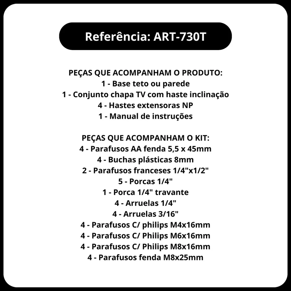 Imagem 4 de 5 do produto Suporte De Teto Para Tv  Avatron Art-730t-b 10 À 40 Pol Preto