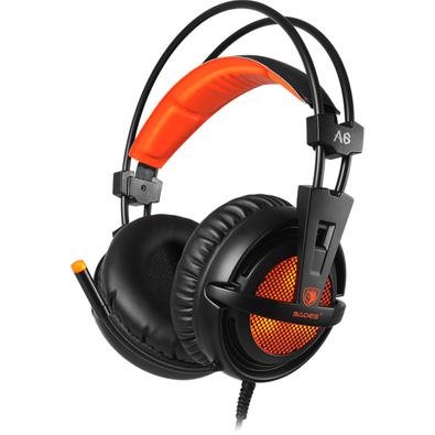 Headset Sades A6, 7.1, Usb, Preto Com Laranja