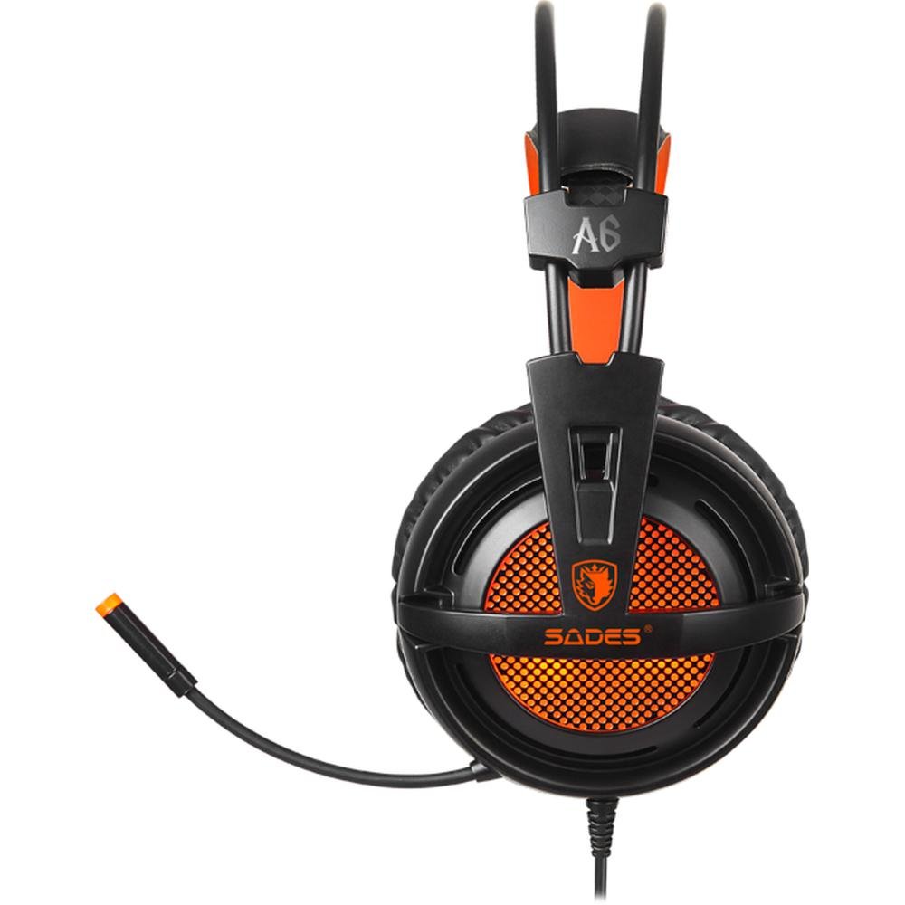 Imagem 2 de 5 do produto Headset Sades A6, 7.1, Usb, Preto Com Laranja