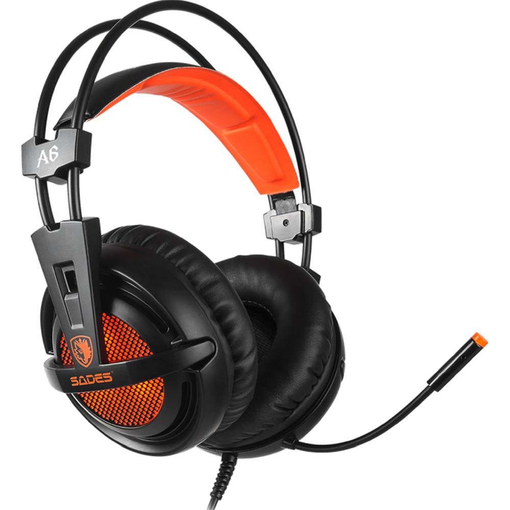 Imagem 4 de 5 do produto Headset Sades A6, 7.1, Usb, Preto Com Laranja
