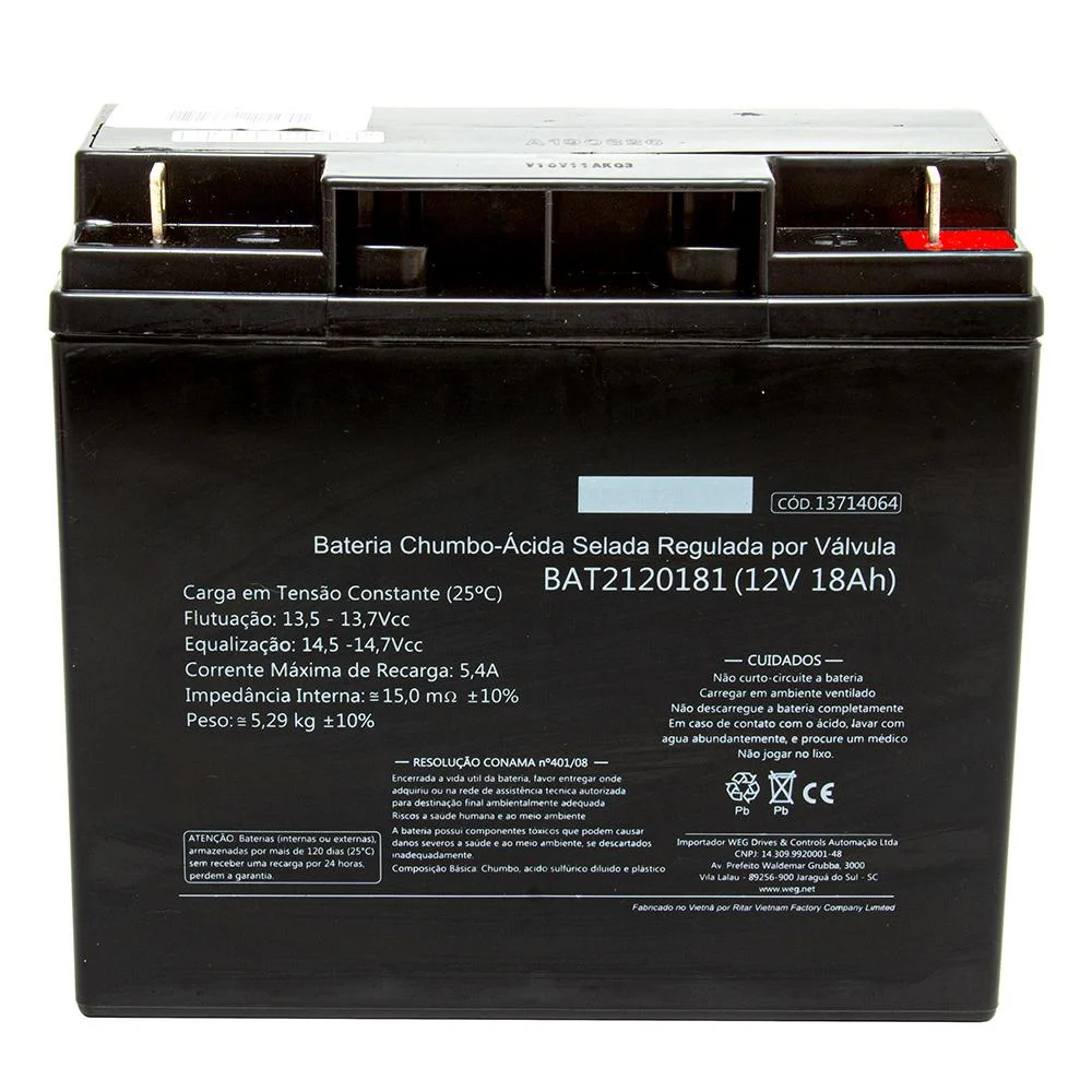 Bateria Selada P/ Nobreak 12V x 18a Weg