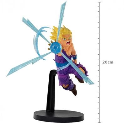 Baseado em sua aparência em Dragon Ball Z, esta figura G x Materia de Super Saiyan Gohan apresenta uma explosão de energia azul translúcida com uma po