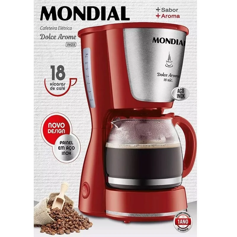 Imagem 2 de 3 do produto Cafeteira Mondial Dolce Aroma, 18 Xícaras, 110V, Vermelho - C3518X