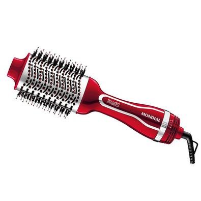 Escova Secadora, Mondial, ES-07, Vermelho/Prata - 220v 3 EM 1 - Com o poder do secador unido à praticidade da escova, você seca, alisa e modela os c