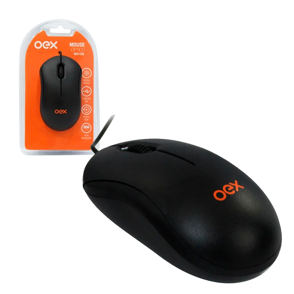Mouse Oex, USB, Preto - MS103 Mouse Oex, USB, Preto - MS103