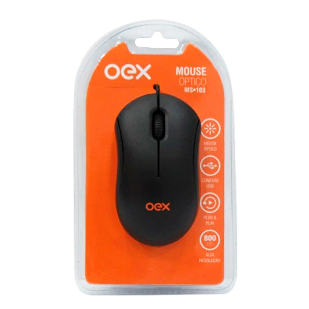 Mouse Oex, USB, Preto - MS103 Mouse Oex, USB, Preto - MS103