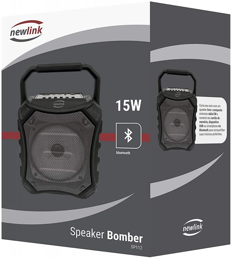 Imagem 3 de 4 do produto Caixa De Som Portátil, 15w, Entrada Para Microfone, Usb, Cartão Sd, Aux E Rádio Fm, Speaker Bomber - Sp112
