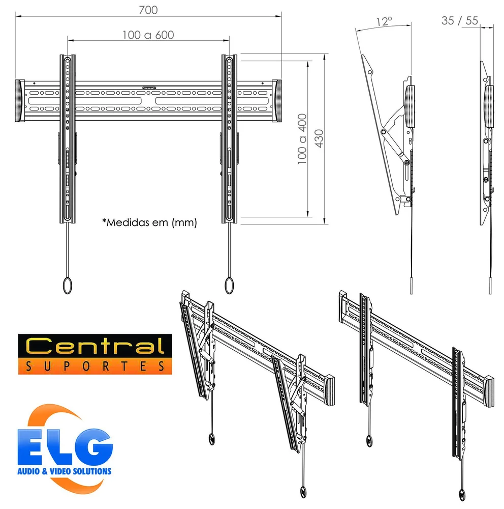 Imagem 2 de 5 do produto Suporte Para Tv/monitor - Fixo Inclinável Com Trava De Segurança - Elg A03v6